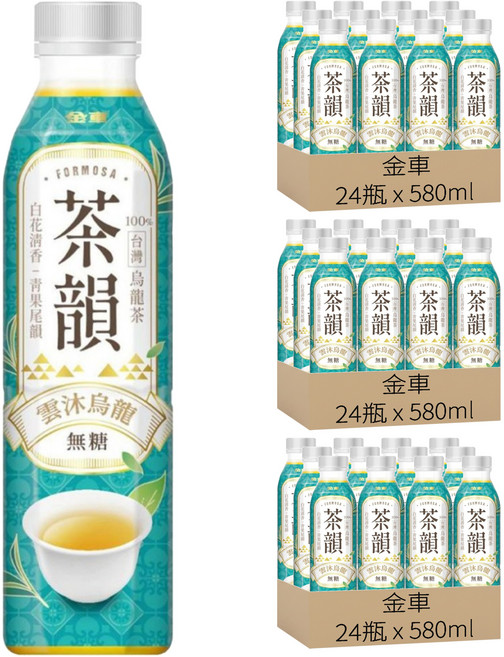 金車 茶韻 雲沐烏龍, 580ml, 72瓶