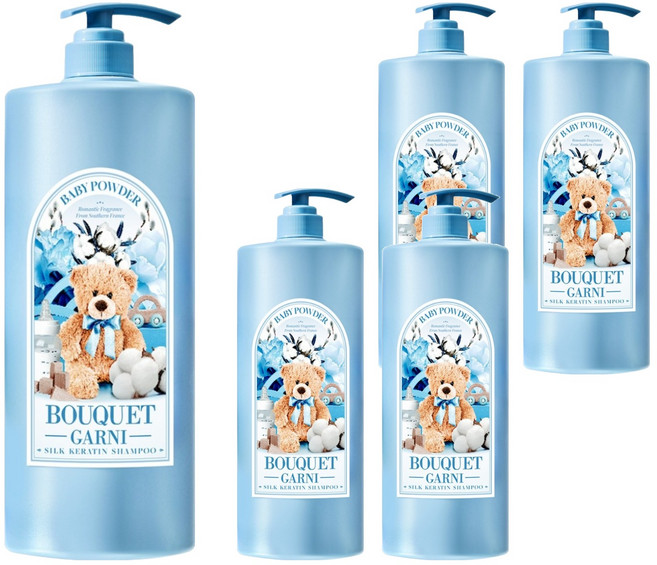 부케가르니 실크 케라틴 샴푸 베이비파우더향, 1.5L, 5개