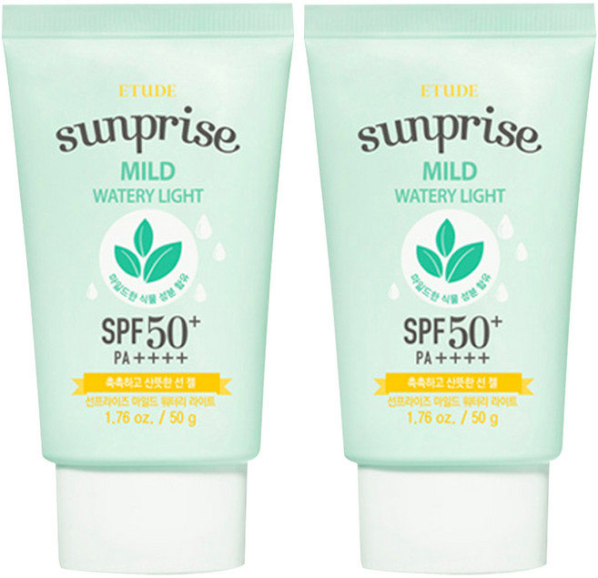 에뛰드 선프라이즈 마일드 워터리 라이트 선 젤 SPF50+ PA++++, 50g, 2개