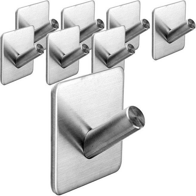 이우아여사 3M 강력접착 스테인레스 후크 사각 B타입, 8개