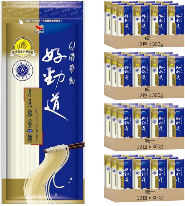 統一 好勁道 月見雞蛋風味麵, 300g, 48包