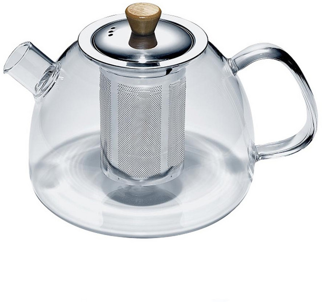 耐熱玻璃茶壺, 透明色 + 銀素, 1.2L, 1個