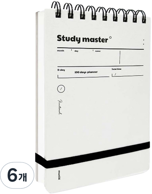 뮤니드 상철 100일 스터디 플래너 밴드형, 화이트, 6개