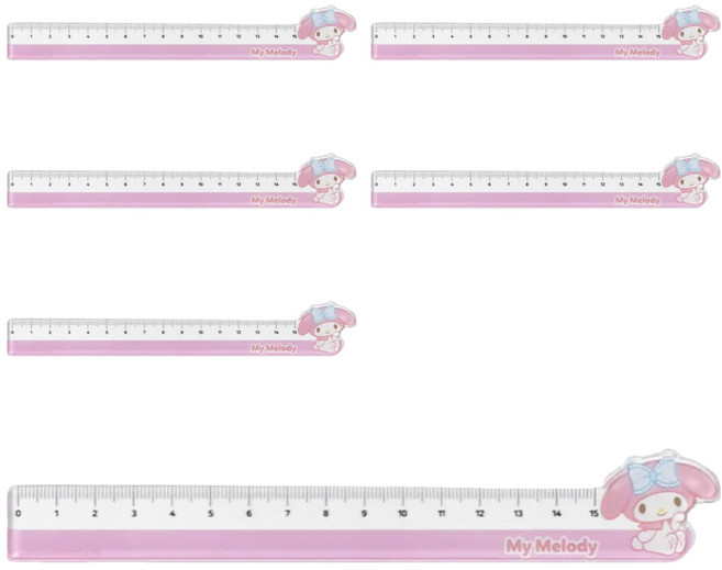 壓克力尺 15cm, 美樂蒂 黑色, 6個