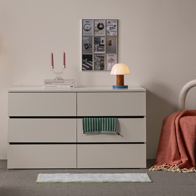 웰퍼니쳐 캐빈 와이드 3단 6칸 서랍장 1200 방문설치, 화이트