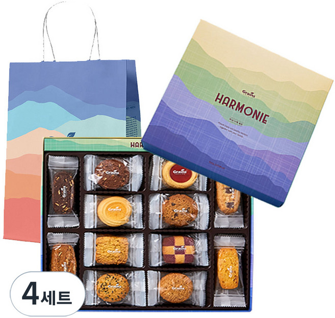 그래인스쿠키 하모니에 쿠키 44p + 쇼핑백 세트, 12종, 4세트