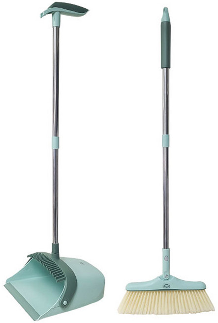 윈프라이스 빗자루 쓰레받이 세트, 1개, 그린