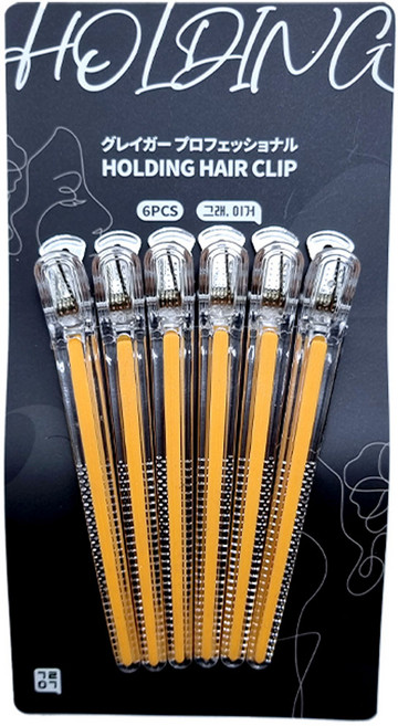 그레이거 홀딩 실리콘코어 헤어클립 6p, 1개, 투명오렌지