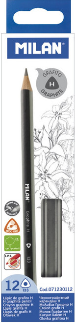 MILAN 經典三角鉛筆 H 12入, 1盒, Graphite H