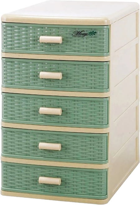 MORY 茂盛 藤木505收納盒 五層櫃 27 x 19 x 31cm 9L, 粉色 + 綠色 + 藍色, 1個