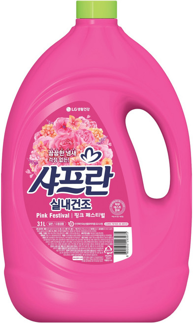 샤프란 실내건조 섬유유연제 핑크 페스티벌 본품, 3.1L, 1개