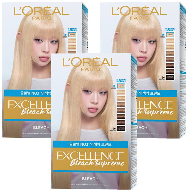 로레알파리 엑셀랑스 블리치 슈프림 손상적은 탈색제, 174g, 3개