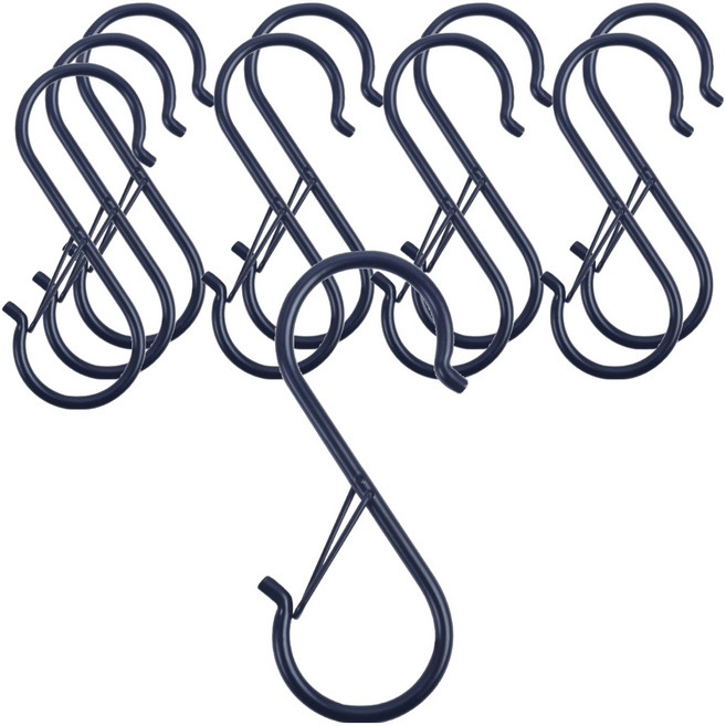 솔브리빙 떨어지지 않는 다용도 S자 고리 후크, 블랙, 10개