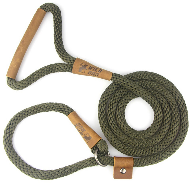 와일드독 강아지 슬립 일체형 리드줄, 카키, 1개