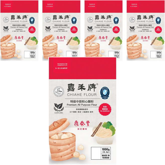 嘉禾牌 特級中筋粉心麵粉, 1kg, 5包