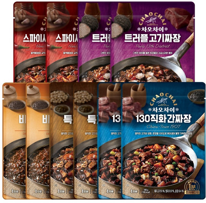 차오차이 짜장 혼합 5종 x 2p 세트, 180g, 1세트