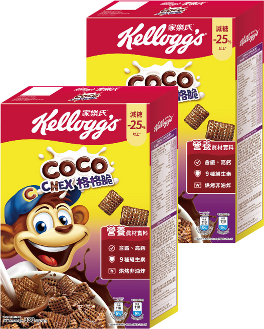 Kellogg's 家樂氏 COCO 可可猴 格格脆, 330g, 2盒