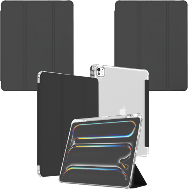 태블릿나라 클리어 애플펜슬 수납 태블릿PC 케이스, 블랙, 3개