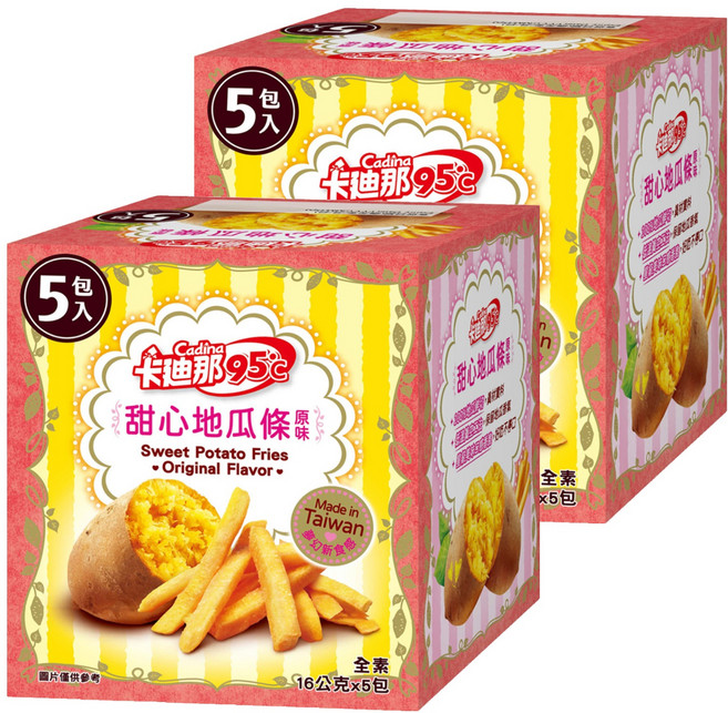 Cadina 卡迪那 95℃甜心地瓜條 全素 原味, 80g, 2盒