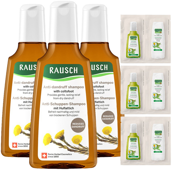 라우쉬 콜츠푸트 안티 댄드러프 샴푸 200ml + 허벌 케어 샴푸 12.5ml + 허벌 케어 컨디셔너 15ml 세트, 3개
