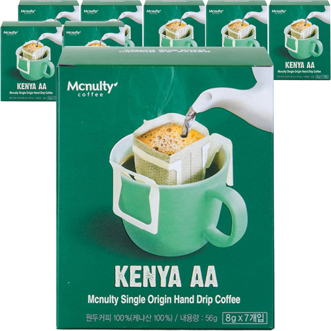 맥널티커피 케냐 AA 핸드드립 원두커피, 8g, 7개입, 8개
