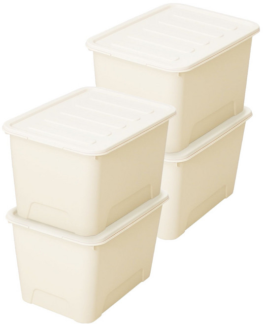 가쯔 국내 제조 마카롱 리빙박스, 아이보리, 120L, 4개