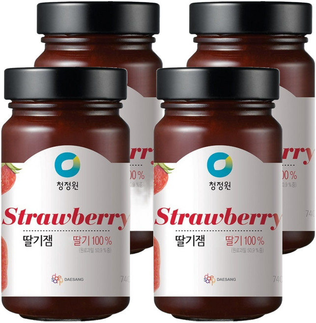 청정원 딸기잼, 4개, 740g