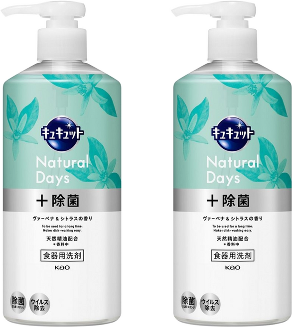 Kao 花王 Cucute Natural Days 洗碗精 馬鞭草與柑橘香, 480ml, 2瓶