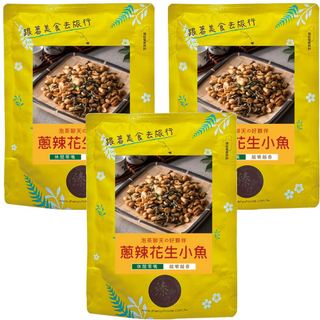 臻御行 蔥辣花生小魚, 200g, 3個