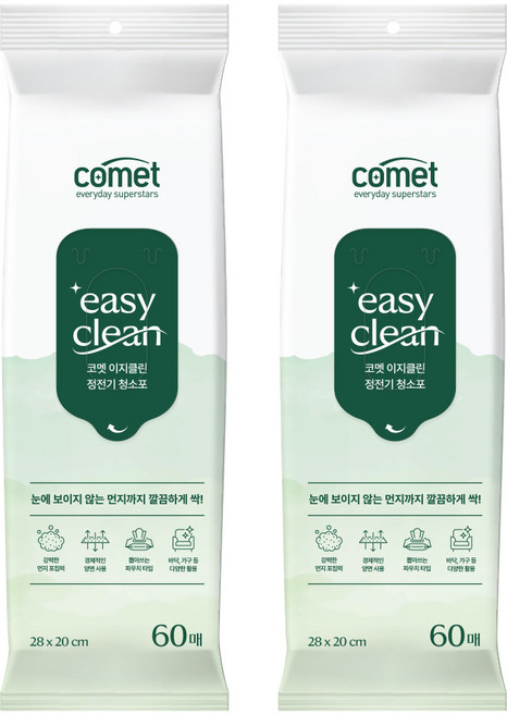코멧 이지클린 정전기 청소포, 2개