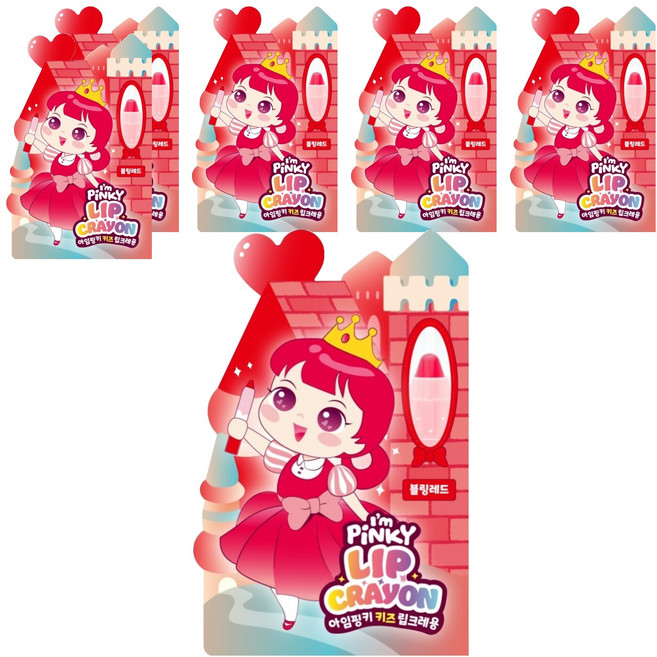 아임핑키 키즈 립크레용 어린이 립스틱 2.5g, 01 블링레드, 6개