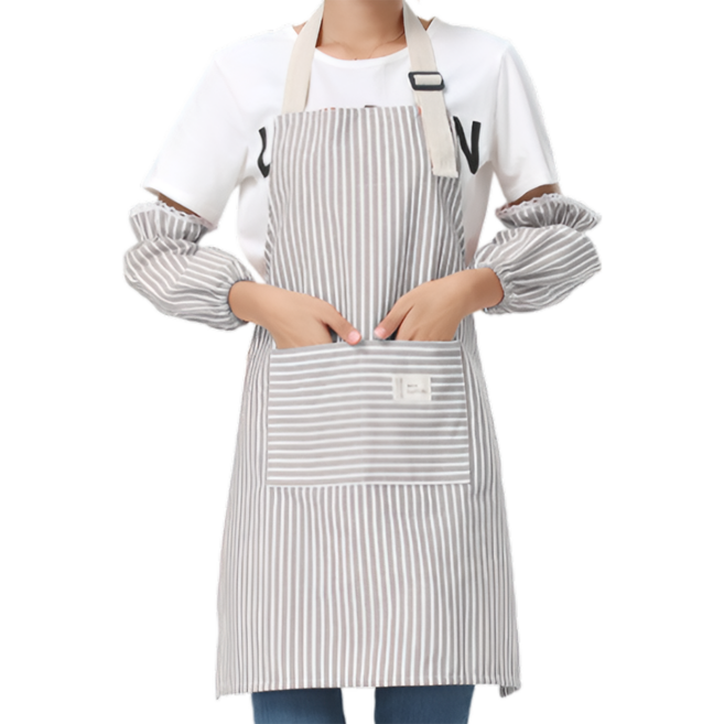리빙홈 스트라이프 앞치마, 그레이, 1개