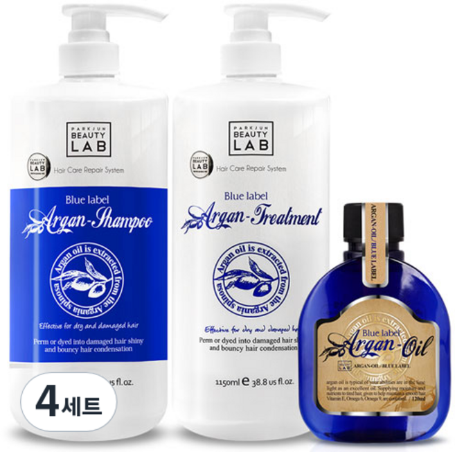 박준뷰티랩 블루라벨 아르간 오일 + 샴푸 + 트리트먼트, 4세트