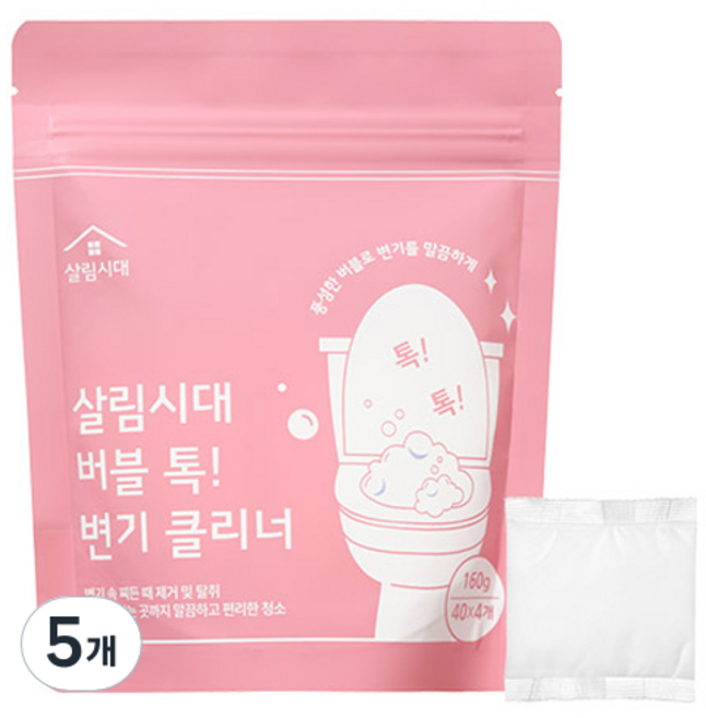 살림시대 버블 톡 변기 클리너 4p, 160g, 5개