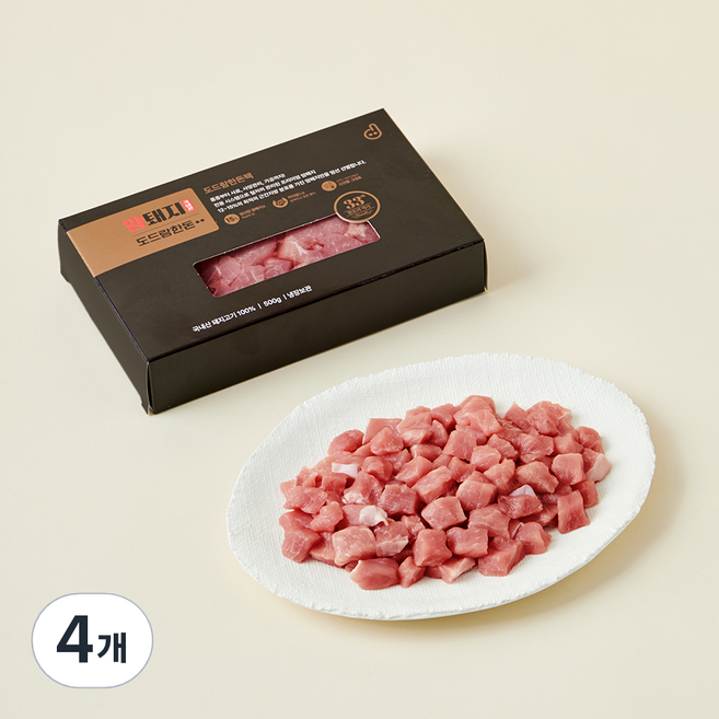 도드람한돈 암퇘지 등심 카레용 (냉장), 500g, 4개