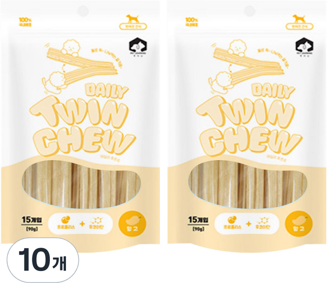펫러닝 강아지 데일리트윈츄 덴탈껌, 망고, 90g, 10개