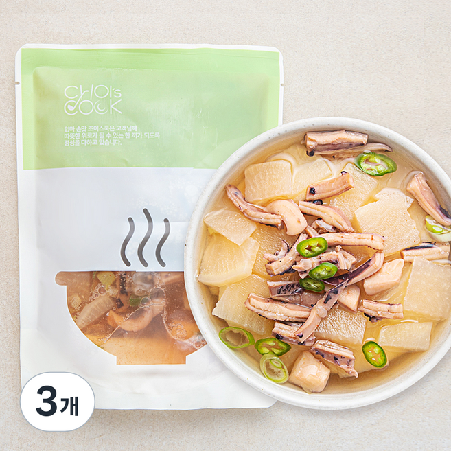 바다원 초이스쿡 속시원한 오징어무국, 500g, 3개