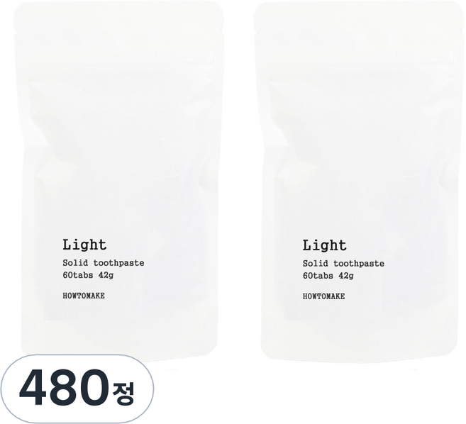 하우투메이크 라이트 고체 치약, 42g, 480정