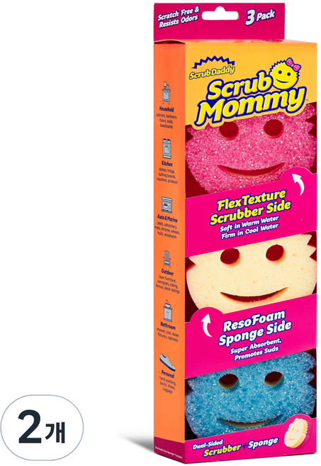스크럽대디 마미 수세미 랜덤발송, 3개입, 2개