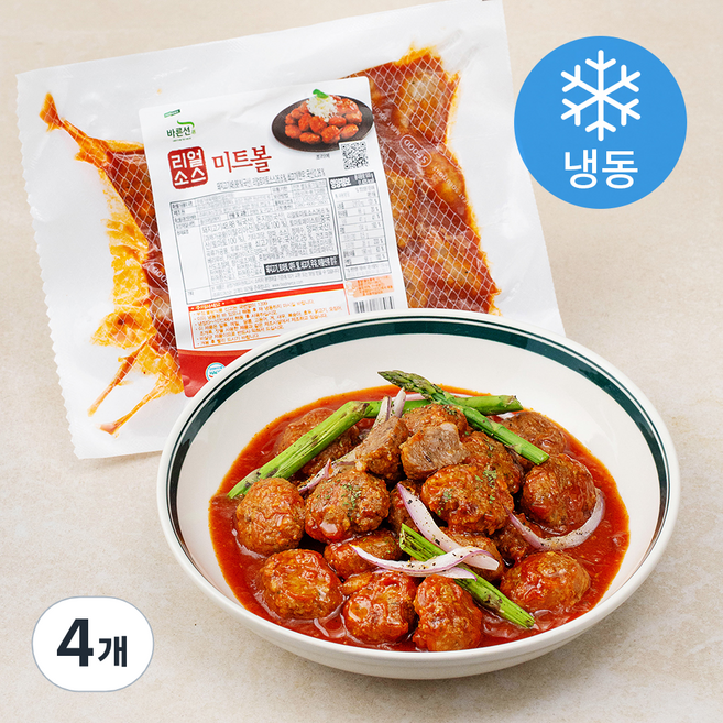바른선 리얼소스 미트볼 (냉동), 500g, 4개