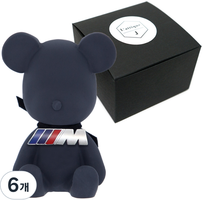 라띠크제이 엠블럼베어 차량용 방향제 BMW-M 블랙 + 가든스위피 5ml 리필 세트, 6개