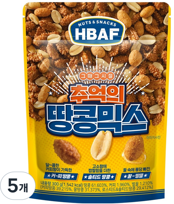 바프 추억의 땅콩믹스, 300g, 5개