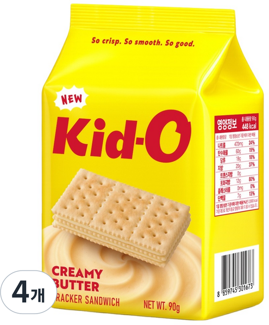 키드오 크리미 버터 크래커 샌드위치, 90g, 4개