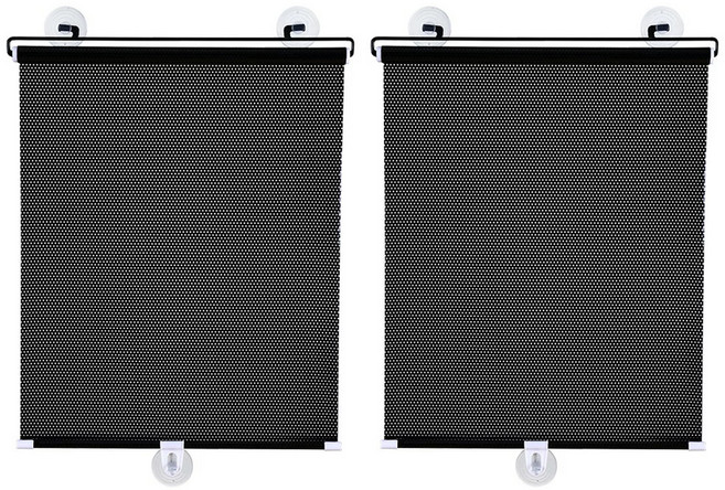 小麥購物 自動伸縮遮陽簾 G281 125 x 45cm 231g, 黑色, 2個