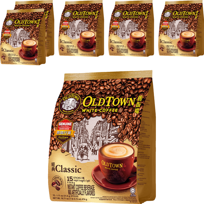 OLDTOWN WHITE COFFEE 舊街場白咖啡 3合1經典白咖啡, 31.6g, 15條, 6袋