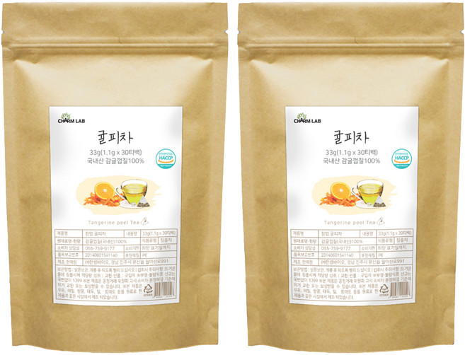 참랩 귤피차, 1.1g, 30개입, 2개