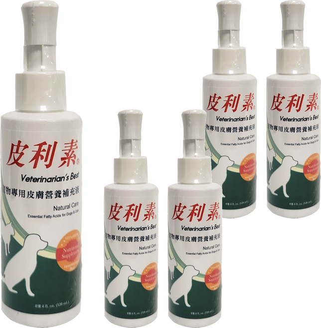 Veterinarian's Best 巔峰 皮利素 寵物專用皮膚營養補充液 120ml, 皮膚/毛髮, 5瓶
