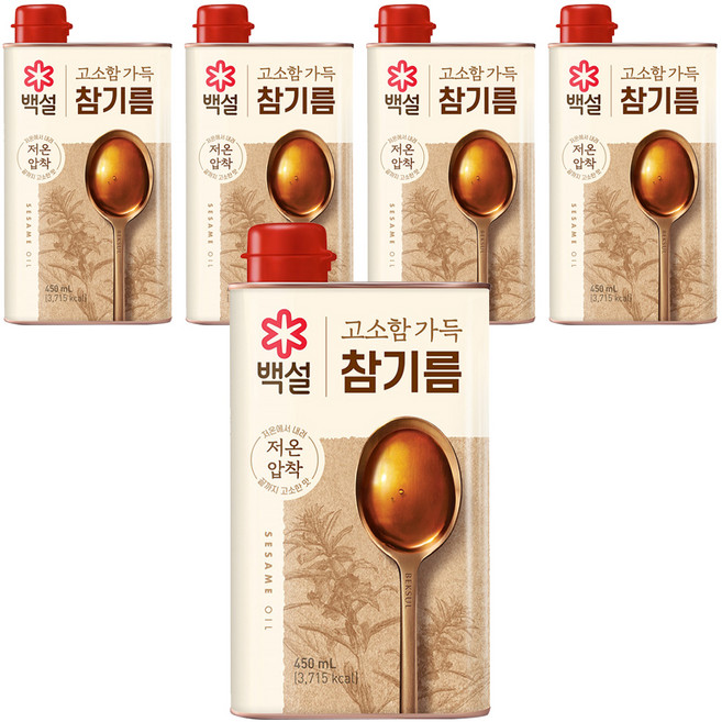 백설 고소함 가득 참기름, 450ml, 5개