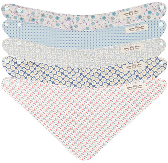 꿈두부 사계절용 유아 스카프빕 플라워패턴 5종세트