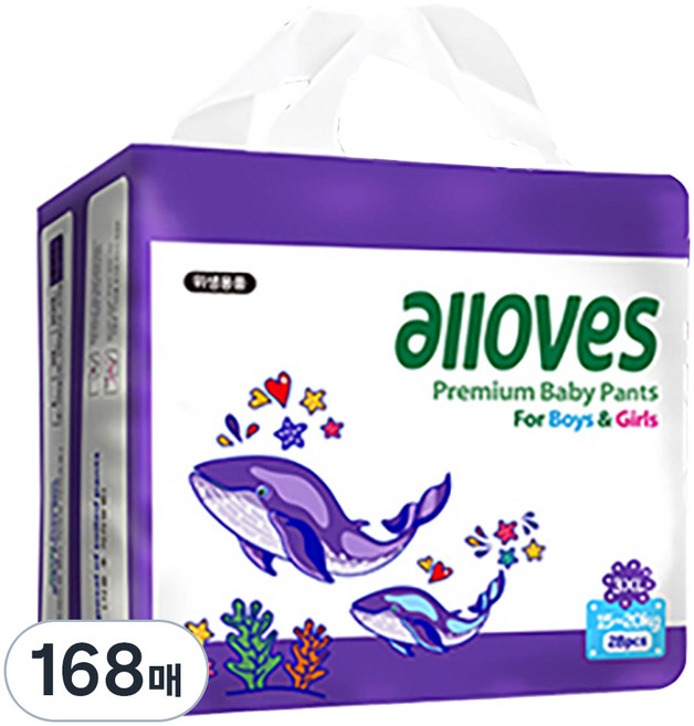 올러브 프리미엄 팬티형 기저귀 남녀공용, 7단계, 168매